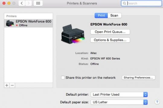search for printer on mac